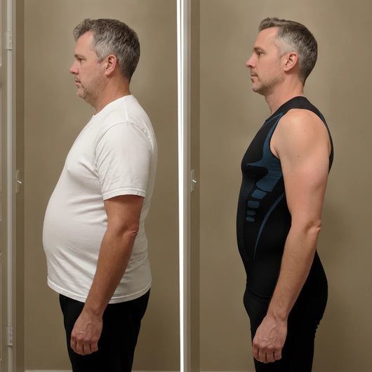 Before and after wearing ZenithBody Zenith Compression Tank