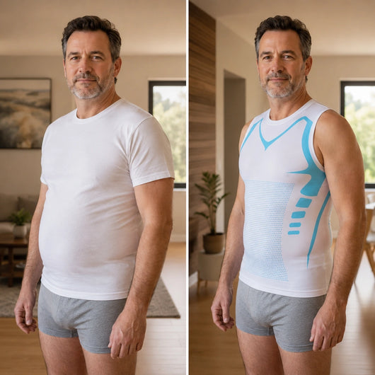 Man wearing ZenithBody Zenith Compression Tank showing slimming effect